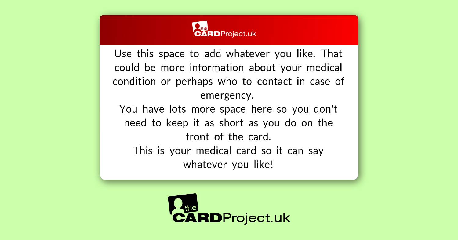 Create Your Own Medical Photo Card, Double Sided (REAR)